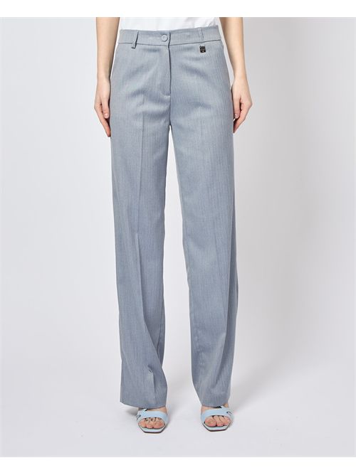 Mademoiselle du monde fabric trousers with elastic waist MADEMOISELLE DU MONDE | F448-PA4830DENIM